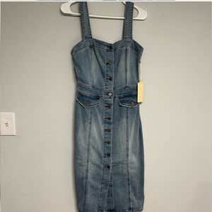 NWOT Indigo Rein Denim Jean Overall midi dress XS